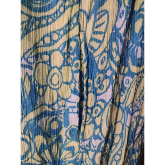 Go Softly Patio Floral Shift Dress Sz M Flowy Gauze Crinkle Pockets Mumu Beachy - Picture 4 of 7